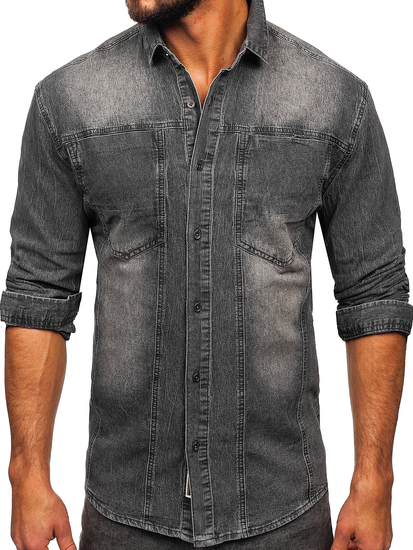 Hosszú ujjú férfi farmering grafit színben Bolf MC712G