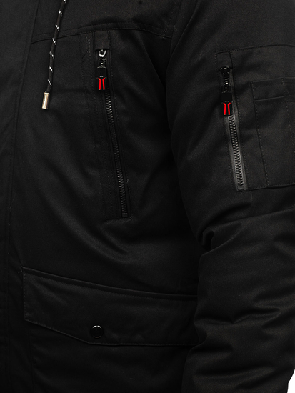 Téli férfi parka fekete színben Bolf 5M3123