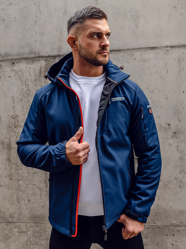 Sötétkék férfi softshell dzseki Bolf BK122A
