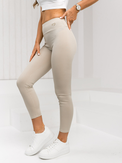Ekrü bordázott női leggings Bolf W7903A1
