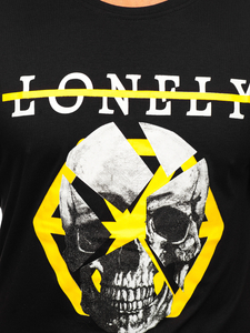 Mintás férfi póló fekete színben Bolf Y70011