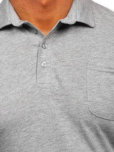 Férfi galléros pamutpóló szürke színben Bolf 143006