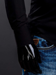 Férfi elegáns hosszú ujjú ing Fekete Bolf 1703A