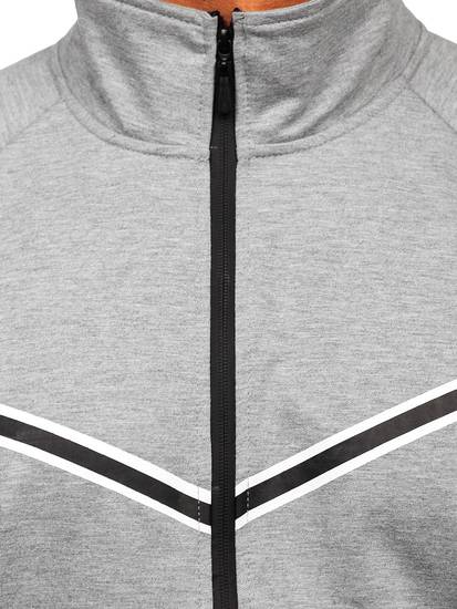 Szürke színű nyitható férfi pulcsi állógallérral Bolf B062