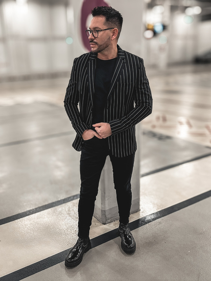 Csikós férfi casual zakó fekete-fehér színben Bolf 1652