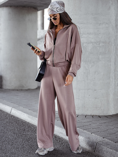 Női két darabos szett cipzárral cappuccino Bolf 821109