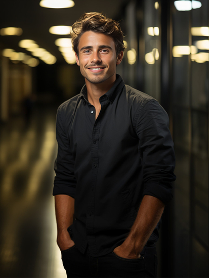 Férfi elegáns hosszú ujjú ing Fekete Bolf 1703A2