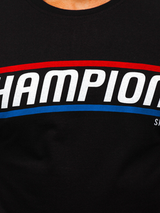 Mintás férfi póló fekete színben Bolf SS10953