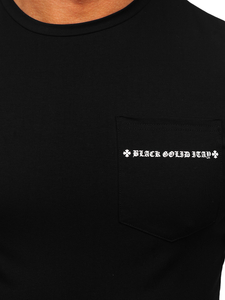 Mintás fekete színű férfi póló zsebbel Bolf MT3044