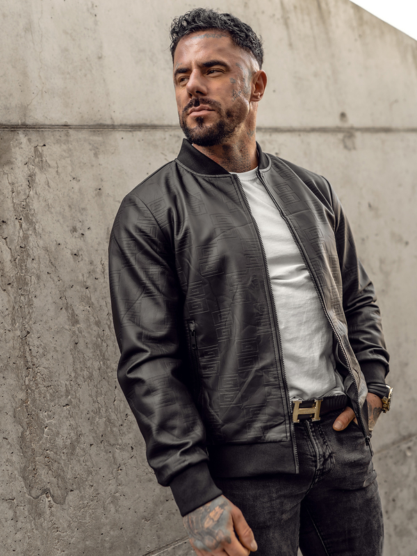 Férfi bomber bőrdzseki fekete színben Bolf 3A65A