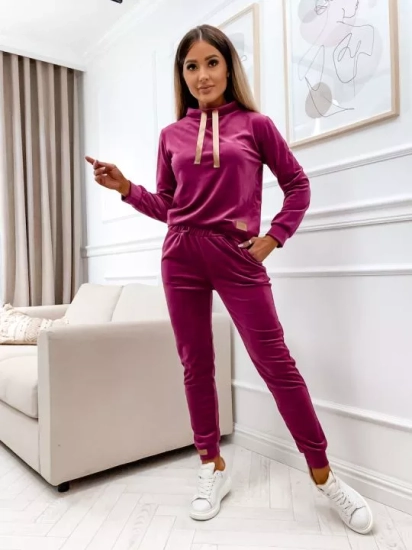 Fukszia színű kétrészes velúr női melegítő együttes Bolf 637