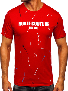 Piros pamut férfi póló mintával Bolf MPO3443