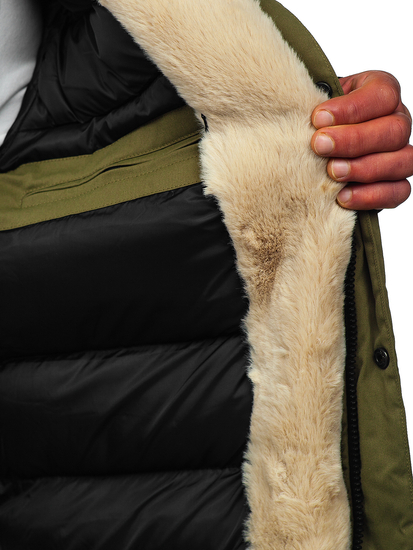 Téli férfi parka khaki színben Bolf 22M38