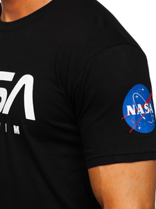 Mintás férfi pamut póló fekete színben Bolf 14401