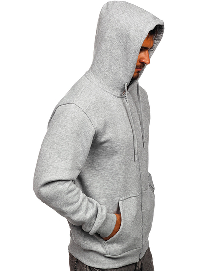 Vastag nyitható férfi melegítőfelső kapucnival sötétszürke színben Bolf 2008