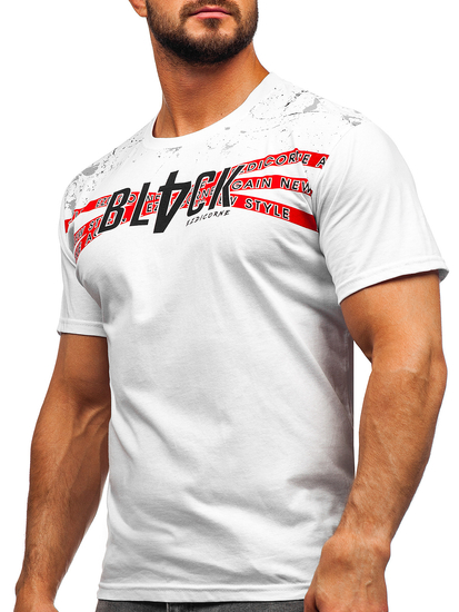 Fehér színű férfi pamut póló Bolf 14722