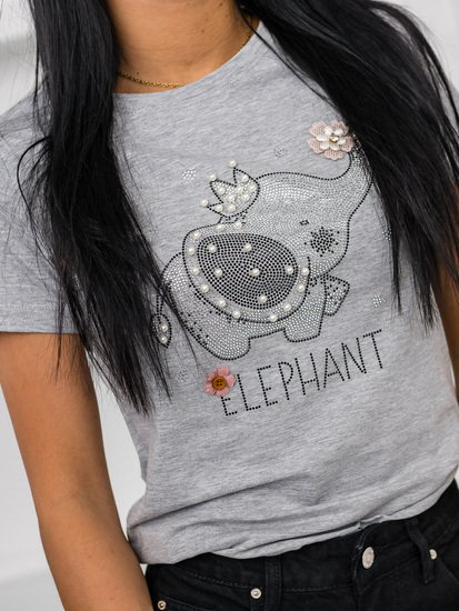 Szürke női póló applikációval Bolf 96T625