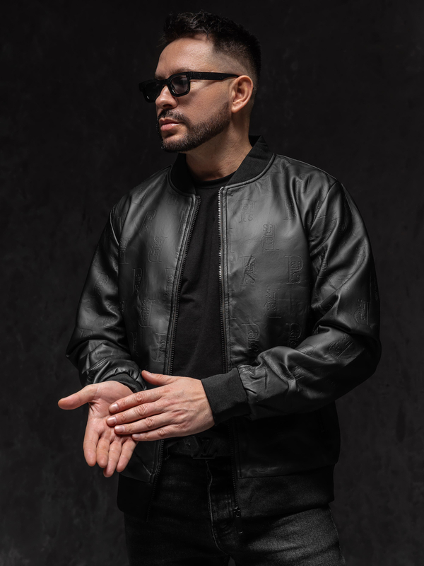 Fekete bőr férfi bomberdzseki Bolf 3A66A1