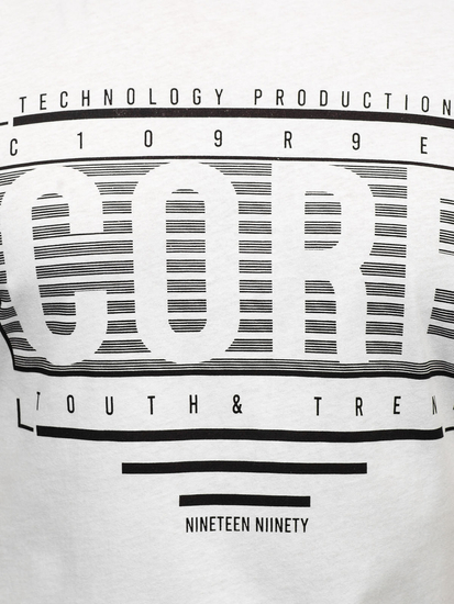 Fehér színű férfi póló mintával Bolf SS11071