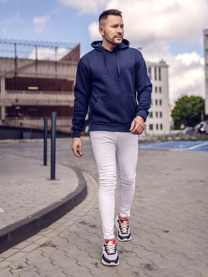 Kenguru típusú férfi pulcsi kapucnival gránátkék színben Bolf 1004