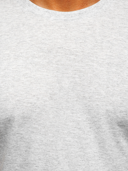 Férfi pamutpóló minta nélkül világos szürke színben Bolf 192397