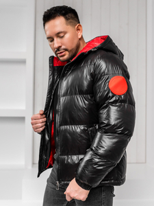 Fekete steppelt téli férfi kabát Bolf 5M3198