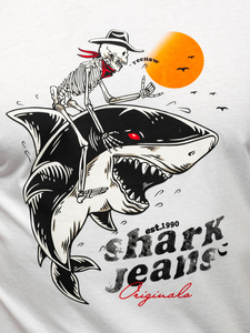 Fehér pamut férfi póló mintával Bolf MPO3502