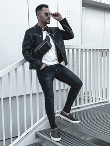 Férfi bőrdzseki fekete Bolf 1129