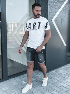 Férfi póló mintával fehér Bolf 1180