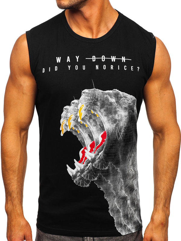 Mintás tank-top fekete színben Bolf 14808