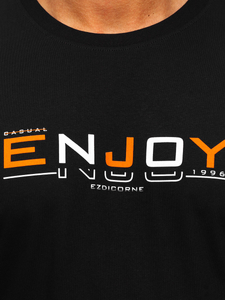 Mintás férfi pamut póló fekete színben Bolf 14773