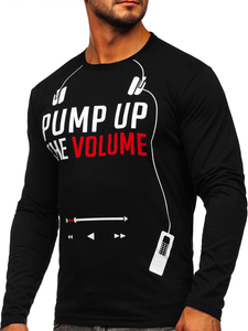 Férfi hosszú ujjú felső mintával fekete színben Bolf 1219