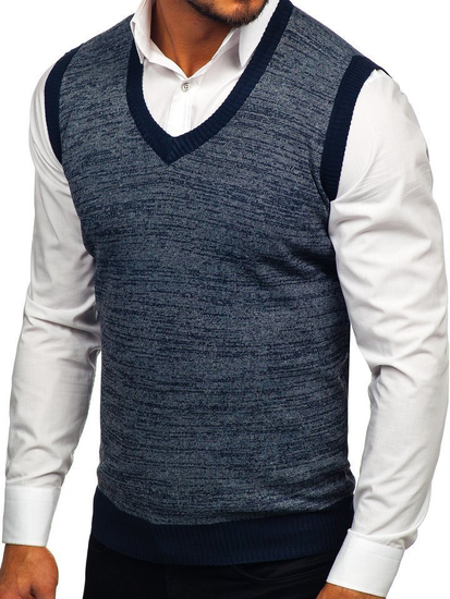 Férfi pulcsi ujjatlan sötétkék Bolf 8131