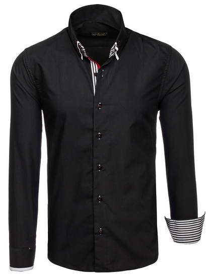 Elegáns hosszú ujjú férfi ing fekete színben Bolf 1747