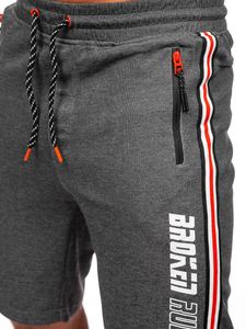 Férfi melegítő rövidnadrág antracit-narancssárga színben Bolf Q3884