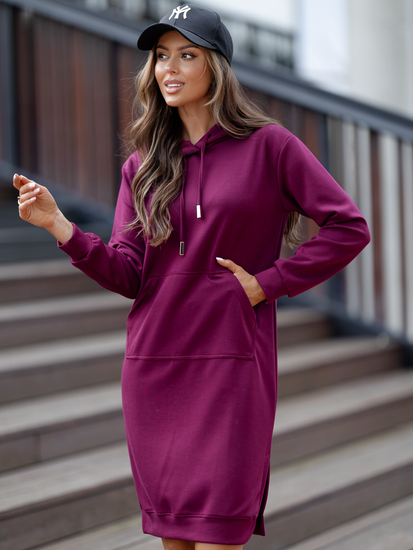 Női sportos ruha kapucnival bordó Bolf 523