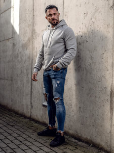 Férfi kenguru pulóver kapucnival szürke Bolf MB001A