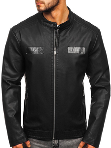 Férfi bőrdzseki fekete Bolf 1122