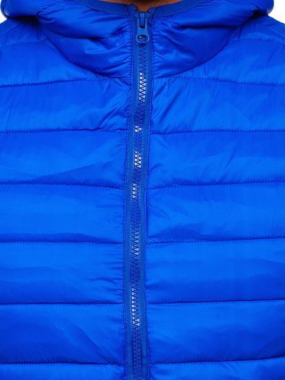 Steppelt férfi mellény kapucnival kék színben Bolf LY36