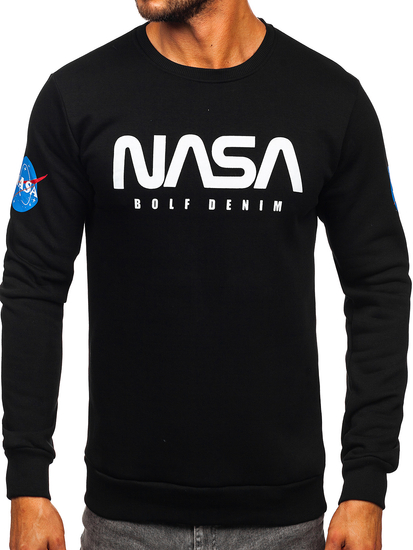 Fekete színű mintás férfi melegítőfelső  kapucni nélkül BOLF 146955