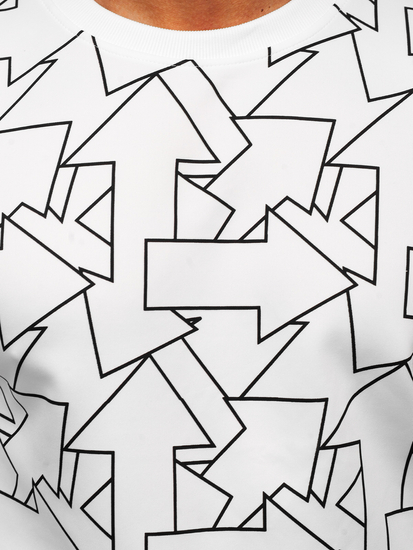 Mintás férfi melegítőfelső kapucni nélkül fehér színben Bolf 8B1111