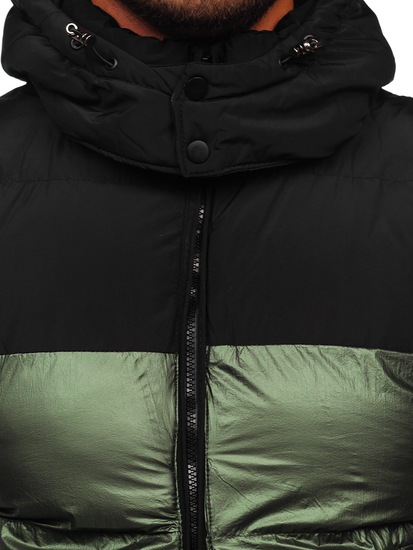 Steppelt férfi mellény kapucnival zöld színben Bolf 13079