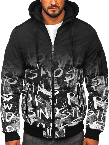 Fekete steppelt téli sportos férfidzseki Bolf 27M8102