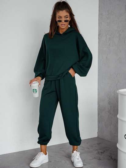 Női két darabos szett kapucnival palackzöld Bolf 525
