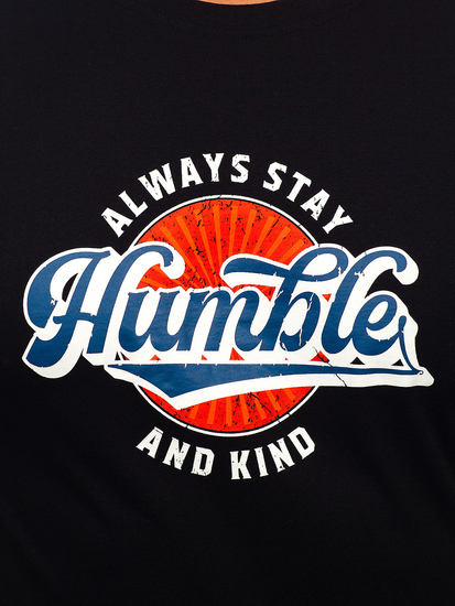 Fekete pamut férfi póló mintával Bolf MPO3531