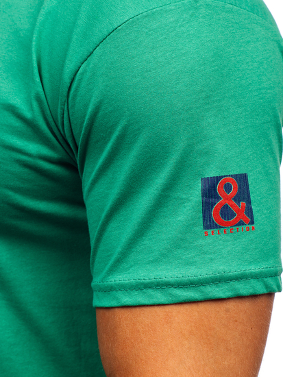 Zöld színű férfi pamut póló Bolf 14736