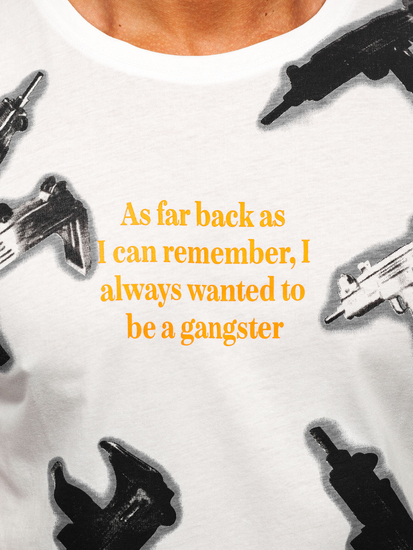 Fehér pamut férfi póló mintával Bolf MPO3471