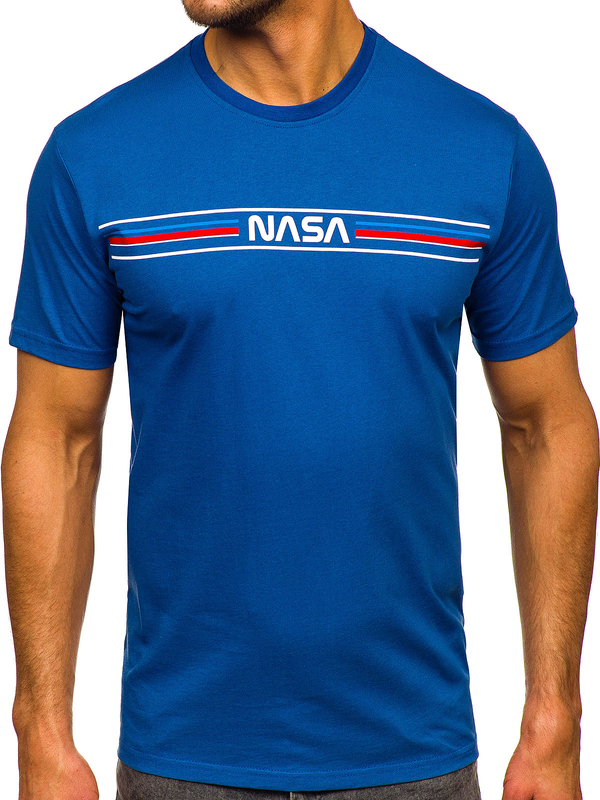 Indigó férfi pamut póló mintával Bolf 5052