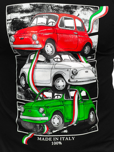 Mintás férfi póló fekete színben Bolf HM918