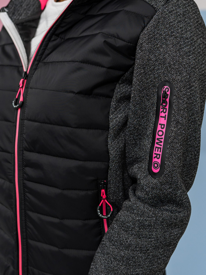 Steppelt átmeneti női dzseki kapucnival fekete színben Bolf KSW4001